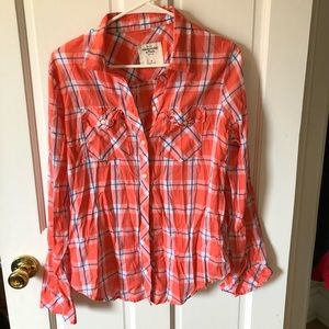 Peach plaid button down